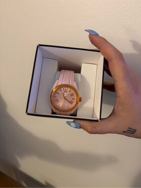 Michael Kors Pink Silicone Watch with Rose Gold Accents